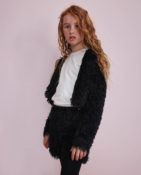 T-shirt fille en maille avec détails brillants à l'encolure Blanc 1 - vertbaudet enfant 