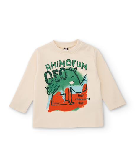 T-shirt garçon en jersey doux à imprimé rhinocéros Blanc 1 - vertbaudet enfant 