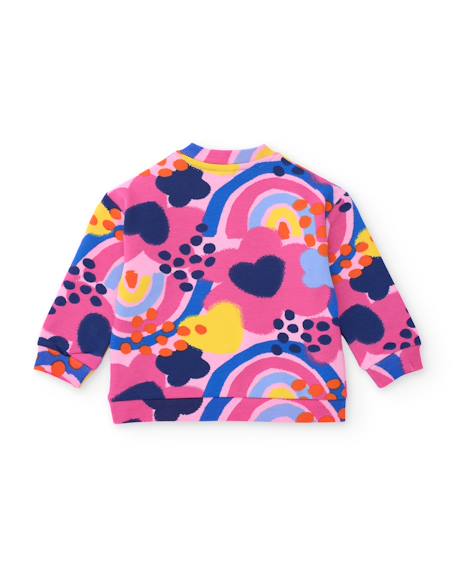 Ensemble fille en molleton avec sweat imprimé et jupe assortie Rose 4 - vertbaudet enfant 
