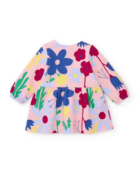Robe fille en molleton à imprimé floral all-over Rose 2 - vertbaudet enfant 