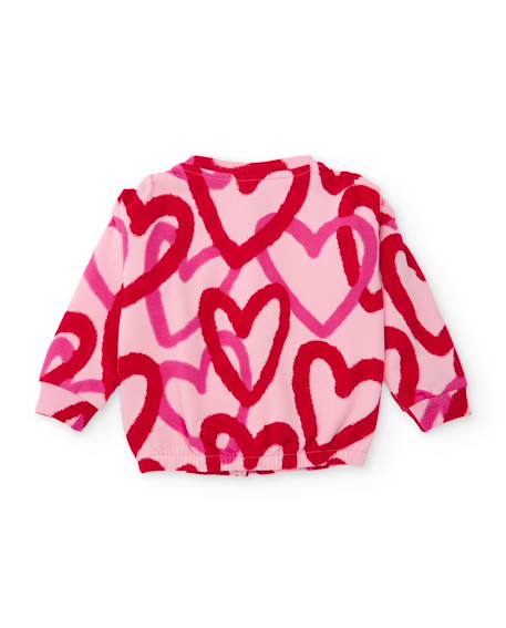 Sweat zippé fille en molleton à imprimé cœurs Rose 2 - vertbaudet enfant 
