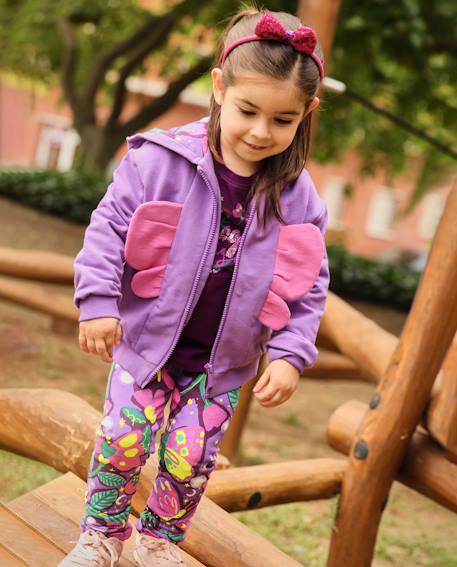 Ensemble en molleton bébé fille avec sweat à capuche et legging imprimé Violet 1 - vertbaudet enfant 