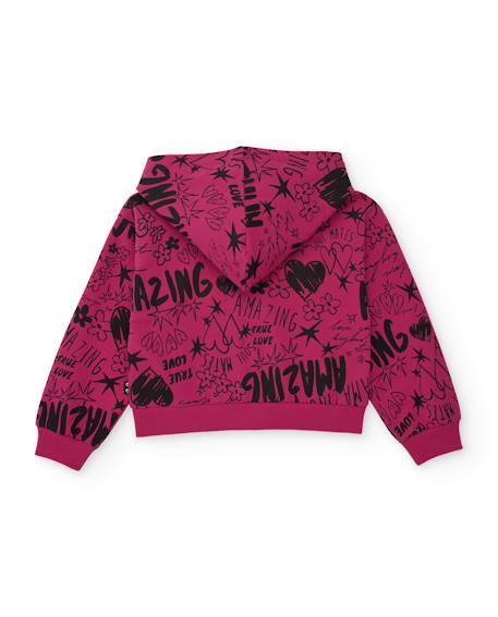 Ensemble fille en maille avec sweat-shirt imprimé en lettres et pantalon large Rose 4 - vertbaudet enfant 