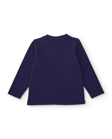 T-shirt manches longues en jersey pour fille avec motif cœurs Bleu 2 - vertbaudet enfant 