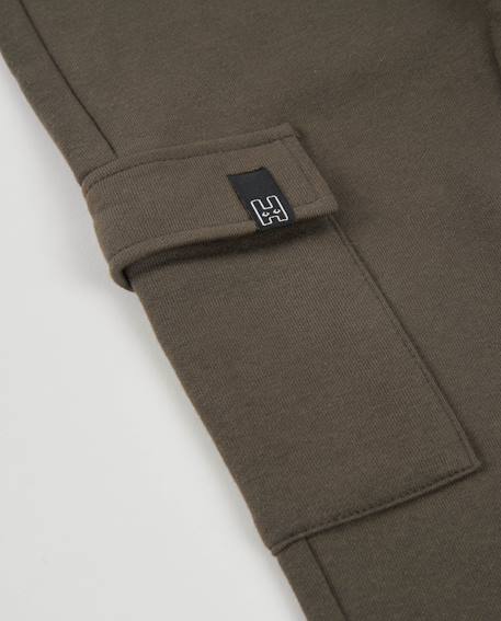 Pantalon pour garçon en molleton avec poche cargo et taille élastique Marron 4 - vertbaudet enfant 