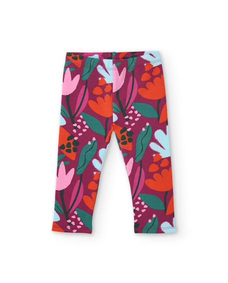 Ensemble fille en molleton avec sweat rhinocéros et legging floral Rouge 3 - vertbaudet enfant 