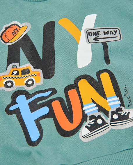 Sweat garçon en molleton avec motif voitures Vert 5 - vertbaudet enfant 