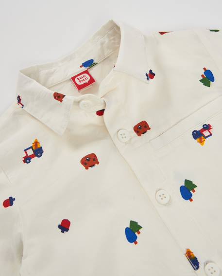 Chemise garçon en toile imprimée avec boutons devant Blanc 4 - vertbaudet enfant 