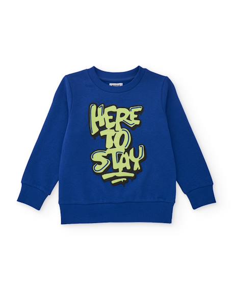 Ensemble garçon en coton avec sweat à motif graphique et pantalon jogger Bleu 2 - vertbaudet enfant 