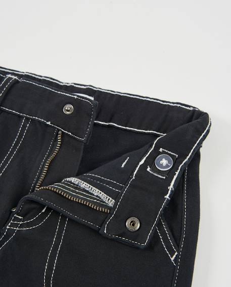 Jean garçon avec surpiqûres contrastées et coupe droite Noir 4 - vertbaudet enfant 