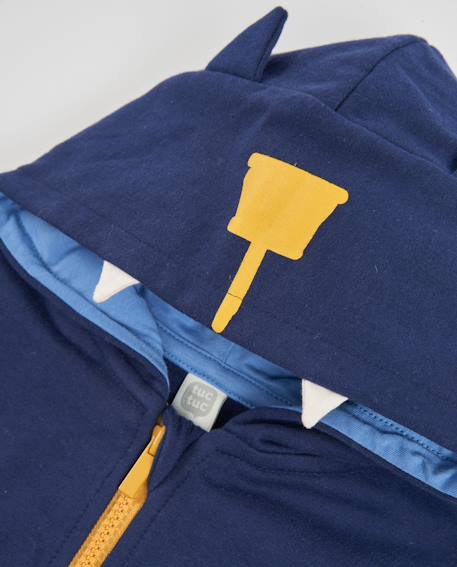 Sweat zippé bébé garçon en molleton doux à capuche avec oreilles Bleu 3 - vertbaudet enfant 