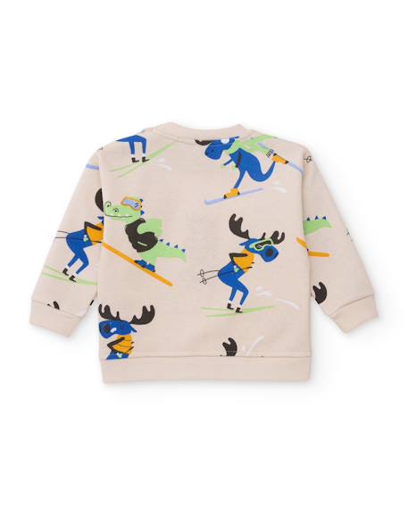 Sweat en molleton pour garçon avec imprimé ski Blanc 2 - vertbaudet enfant 