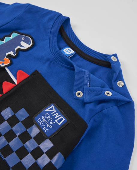T-shirt manches longues garçon en jersey à motif dinosaure Bleu 5 - vertbaudet enfant 