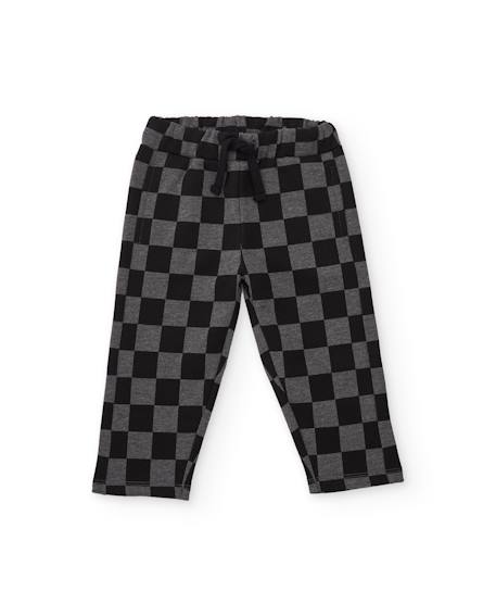 Pantalon de jogging garçon en molleton à imprimé géométrique Noir 2 - vertbaudet enfant 