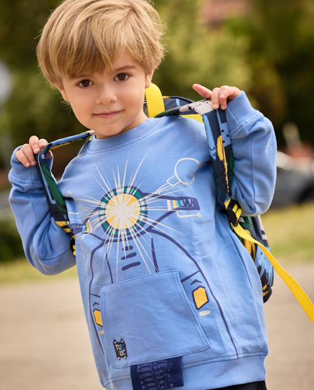 Sweat en molleton garçon motif vespa tissu doux et chaud Bleu 1 - vertbaudet enfant 