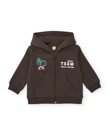 Ensemble en molleton pour garçon avec sweat à capuche Marron 2 - vertbaudet enfant 