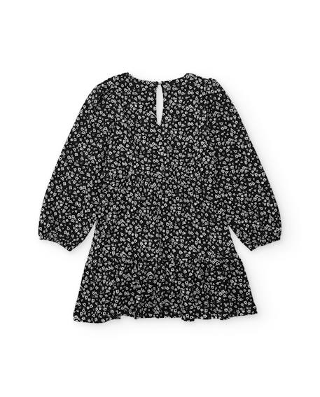 Robe fille en toile avec design floral et manches à volants Noir 3 - vertbaudet enfant 