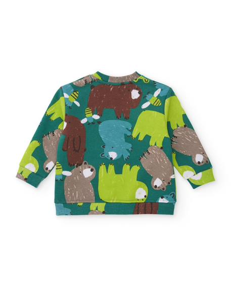 Sweat garçon en molleton à imprimé ours et toucher doux Vert 3 - vertbaudet enfant 