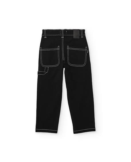 Jean garçon avec surpiqûres contrastées et coupe droite Noir 3 - vertbaudet enfant 