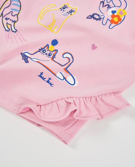 T-shirt bébé fille en maille à imprimé chats Rose 3 - vertbaudet enfant 