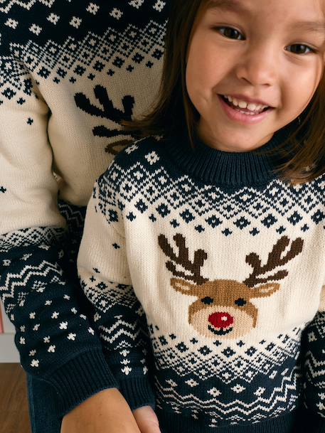 Pull de Noël mixte marine 3 - vertbaudet enfant 