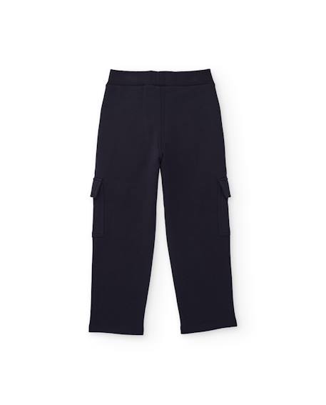 Pantalon garçon en molleton avec poches cargo et taille ajustable Bleu 3 - vertbaudet enfant 