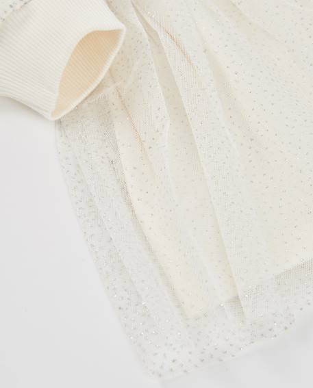 Robe pour fille avec haut en molleton brodé et jupe en tulle Blanc 4 - vertbaudet enfant 