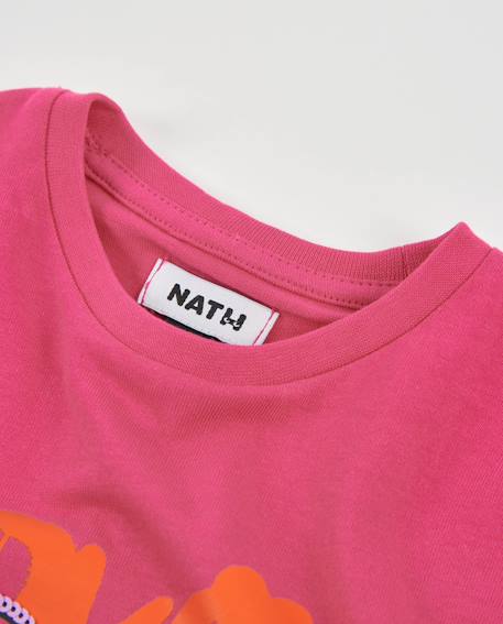 T-shirt fille en maille avec imprimé ourson et sequins Rose 3 - vertbaudet enfant 