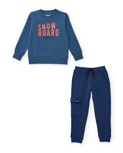 -Ensemble garçon avec sweat en coton de snowboard et pantalon de sport