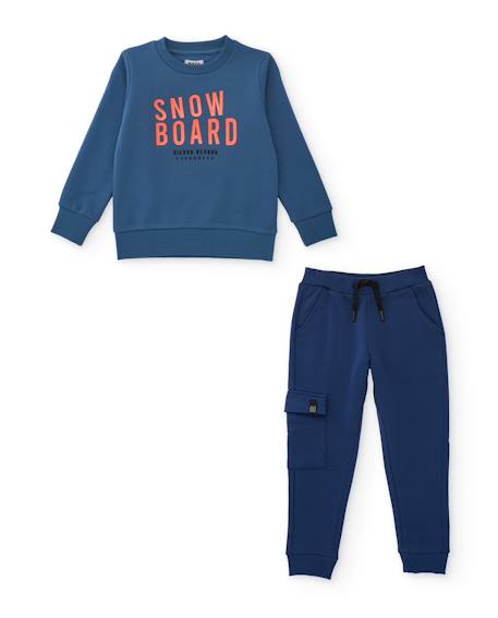 Garçon-Ensemble-Ensemble garçon avec sweat en coton de snowboard et pantalon de sport