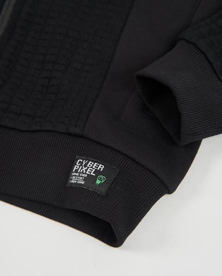 Sweat à capuche pour garçon en molleton avec patch décoratif Noir 4 - vertbaudet enfant 