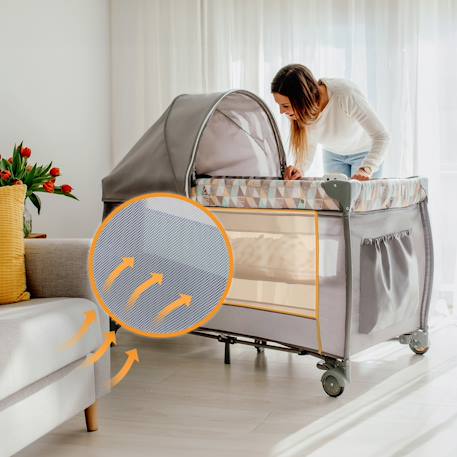 Lit parapluie parc bébé 3en1 sven plus 0-36 mois avec table à langer et moustiquaire Beige latte+Beige olive+Blue navy+Grey scandi 17 - vertbaudet enfant 