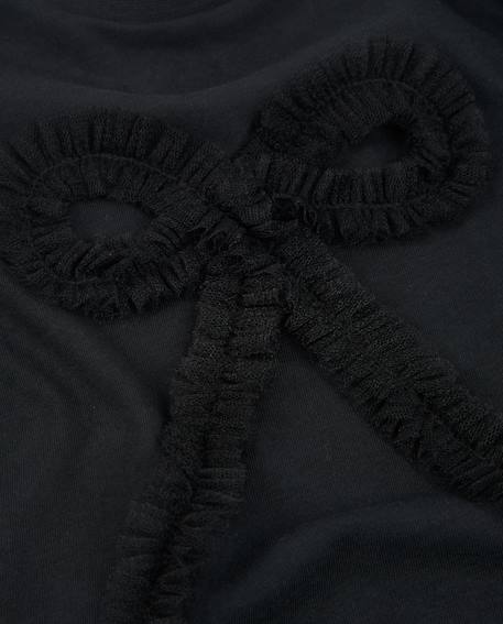 T-shirt pour fille en maille avec nœud décoratif et manches longues Noir 4 - vertbaudet enfant 