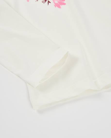 T-shirt de fille en maille avec imprimé floral et manches longues Blanc 4 - vertbaudet enfant 