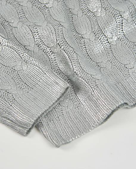 Pull fille en tricot côtelé avec touches argentées Gris 5 - vertbaudet enfant 