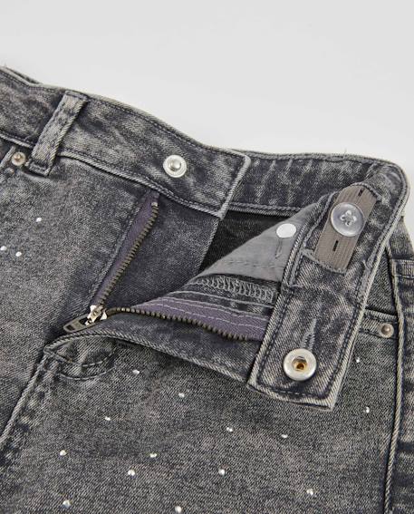 Jean pour fille effet délavé avec strass Gris 4 - vertbaudet enfant 