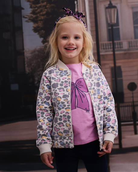 T-shirt à manches courtes fille en jersey avec motif nœud Rose 1 - vertbaudet enfant 