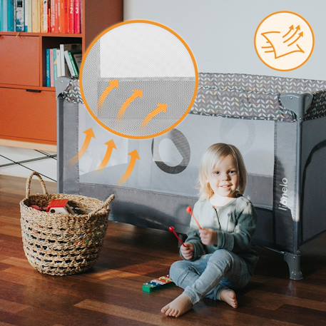 Lit parapluie parc bébé 2en1 stefi 125 x 65 cm avec roulettes et sac, 0-36 mois Blue grey+Blue navy 6 - vertbaudet enfant 