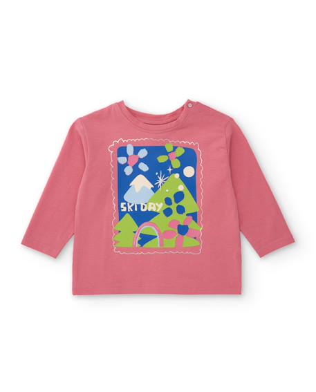T-shirt fille à manches longues en jersey avec motif imprimé Rose 1 - vertbaudet enfant 