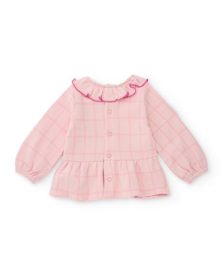 Ensemble bébé avec blouse à volants en tissu plat et leggings en maille Rose 3 - vertbaudet enfant 