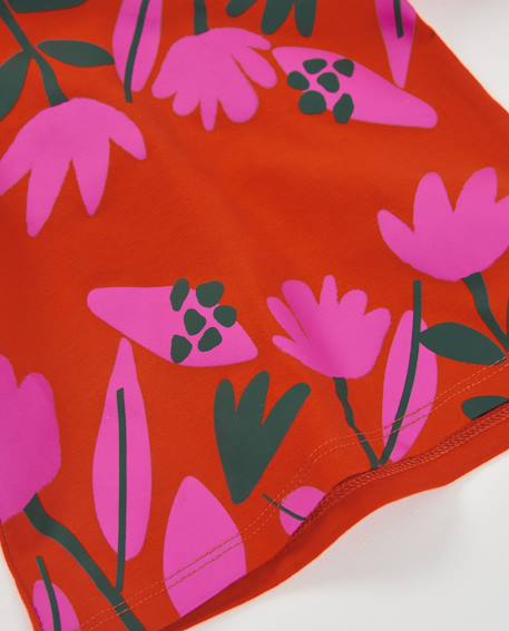 T-shirt fille en jersey imprimé floral à manches longues Orange 4 - vertbaudet enfant 