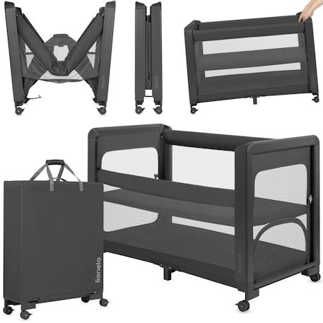 Lit cododo 5en1 patty pliable avec fonction lit parapluie et parc, matelas haute densité et 4 roulettes Beige sand+Grey graphite 7 - vertbaudet enfant 