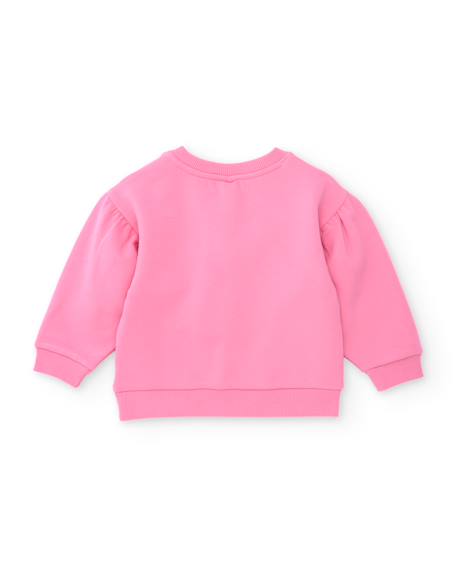 Sweat fille en molleton à motif girafe et volants Rose 3 - vertbaudet enfant 