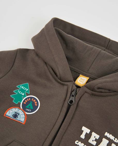 Sweat en molleton pour garçon avec capuche Marron 3 - vertbaudet enfant 