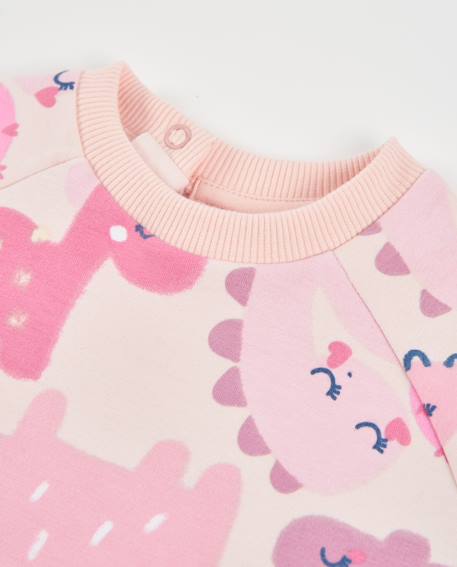 Robe en molleton pour bébé avec imprimé dinosaures Rose 3 - vertbaudet enfant 