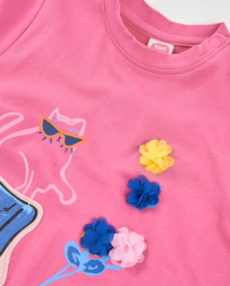 T-shirt manches longues fille en jersey à motifs floraux Rose 5 - vertbaudet enfant 