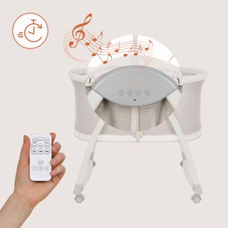 Lit bébé berceau 2en1 gaya pliable avec 4 roues et moustiquaire Beige latte+Beige sand 10 - vertbaudet enfant 