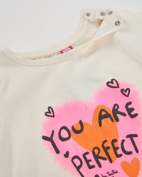 T-shirt fille en jersey à motif placé et message positif Blanc 4 - vertbaudet enfant 
