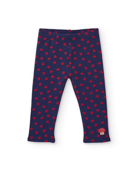 Legging stretch en molleton pour fille avec motif cœurs Bleu 2 - vertbaudet enfant 
