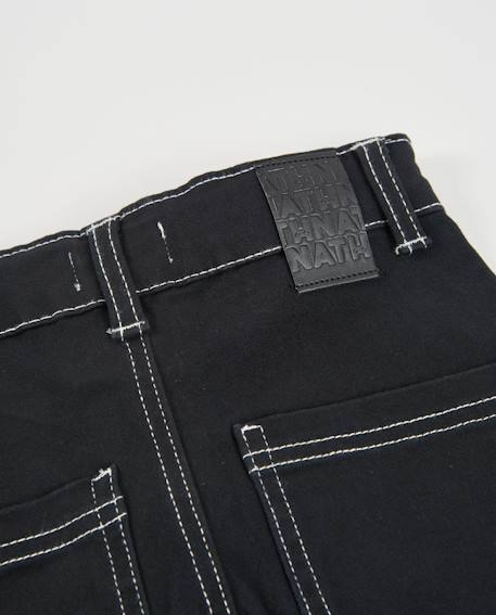 Jean garçon avec surpiqûres contrastées et coupe droite Noir 5 - vertbaudet enfant 
